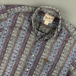 Vintage Woolrich Button Up Shirt‎ Mens Medium 90s Short Sleeve Abstract Print